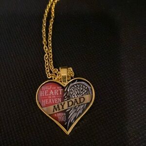 Heart Necklace with Gold Chain Memory for Dad